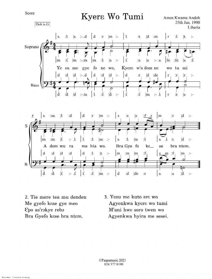 First-page preview of Kyere Wo Tumi