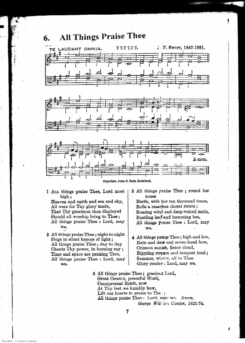 First-page preview of All things praise thee
