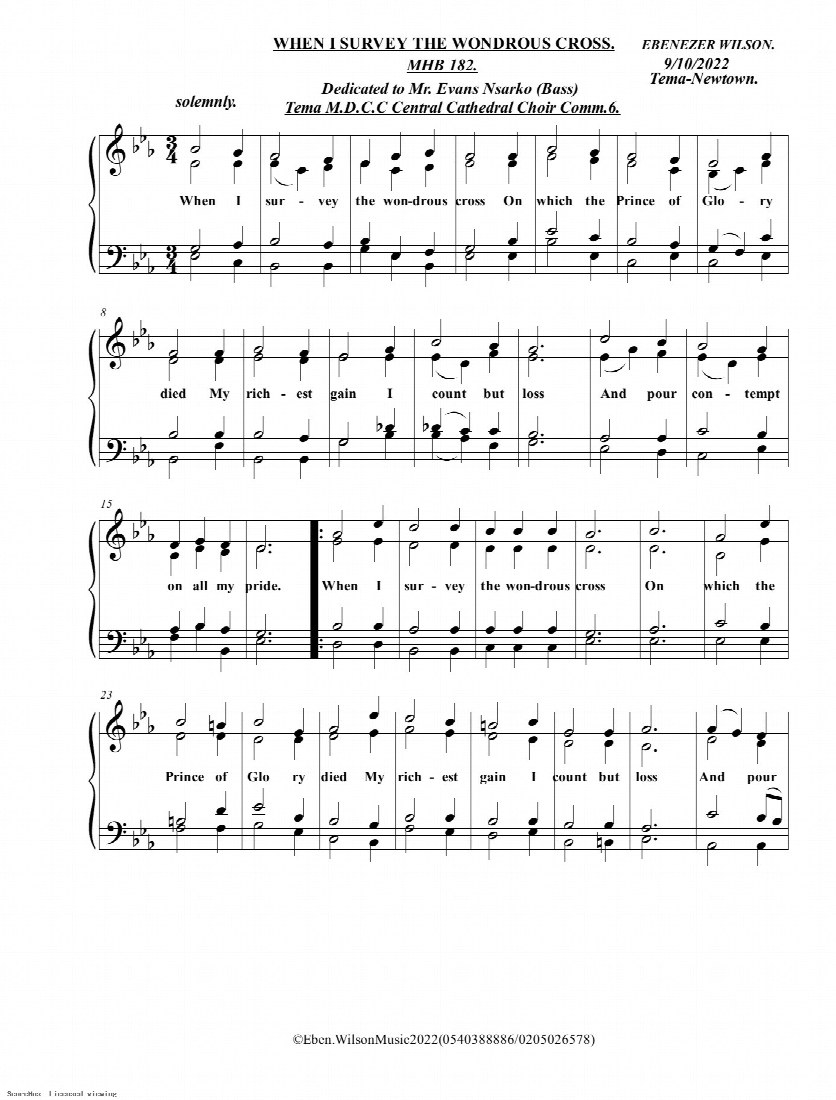 First-page preview of WHEN I SURVEY THE WONDROUS CROSS