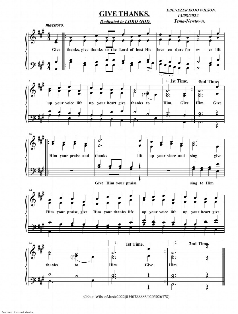 First-page preview of GIVE THANKS