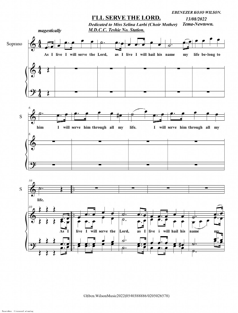 First-page preview of I'LL SERVE THE LORD