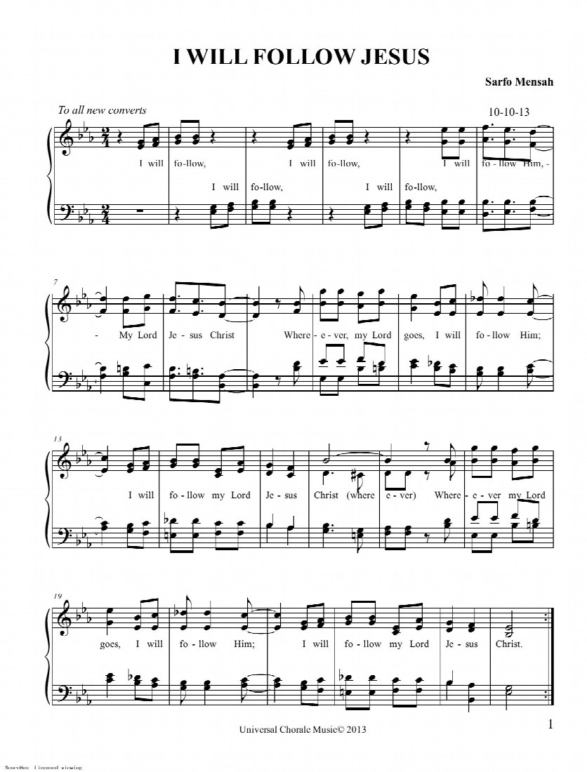 First-page preview of I will Follow Jesus