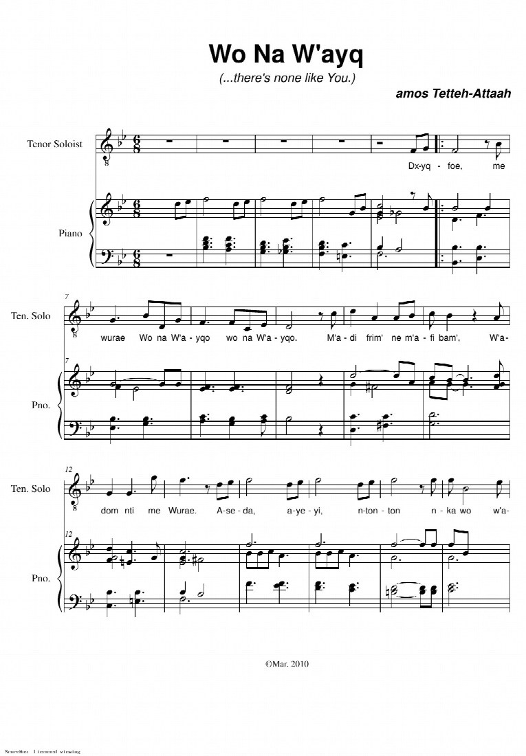First-page preview of Wo Na W'aye
