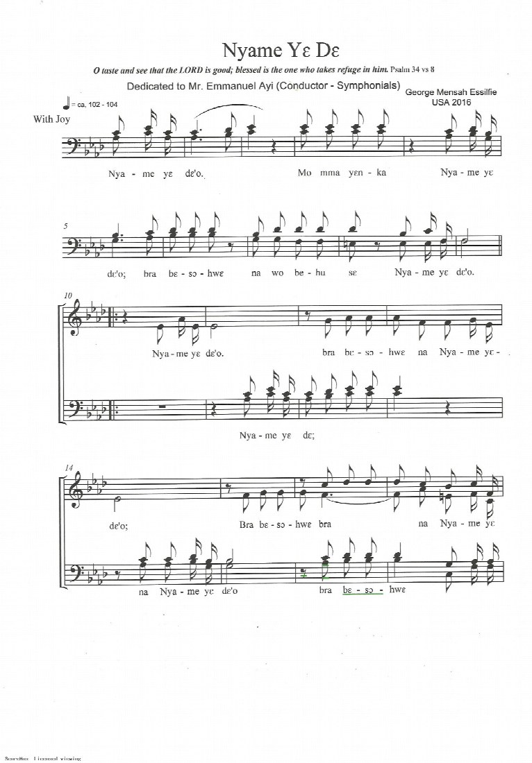 First-page preview of Nyame Ye De