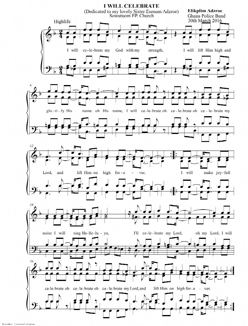 First-page preview of I will Celebrate