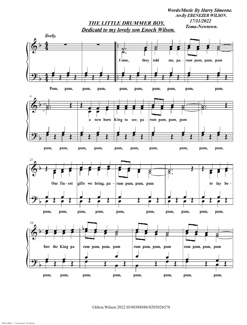 First-page preview of The little drummer boy