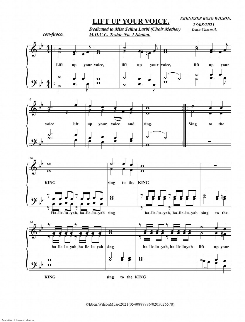 First-page preview of Lift up your voice