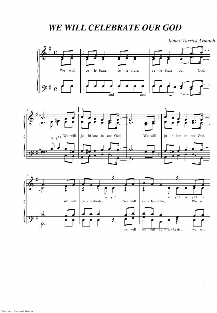 First-page preview of We will Celebrate our God