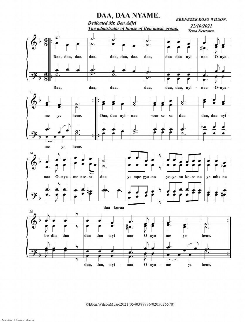 First-page preview of Daa, Daa, Nyame