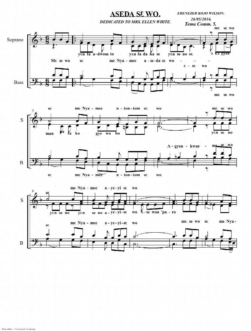 First-page preview of Aseda se Wo