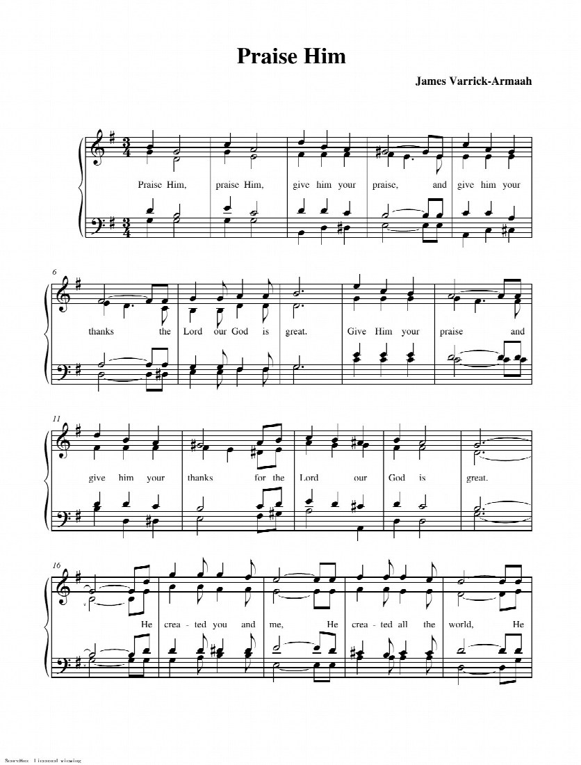 First-page preview of Praise Him