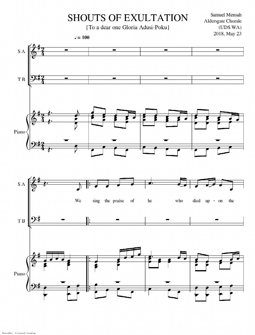 First-page preview of Shouts of Exultation