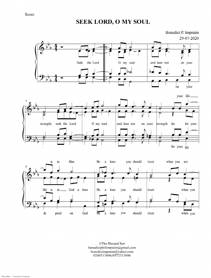 First-page preview of SEEK LORD, O MY SOUL