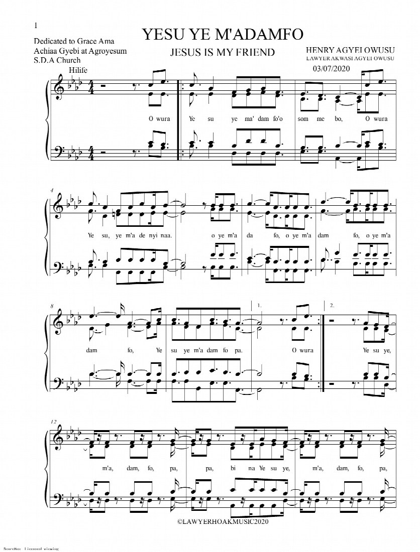 First-page preview of YESU YE M'ADAMFO