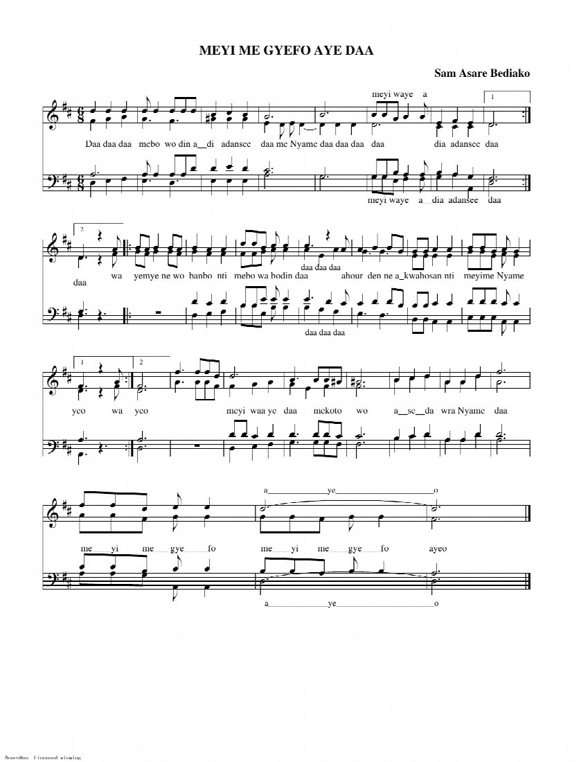 First-page preview of MEYI ME GYEFO AYE DAA