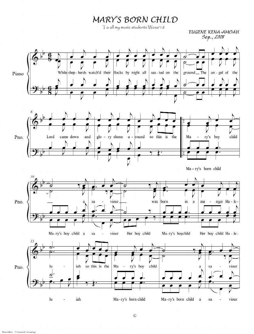 First-page preview of Mary’s Born Child