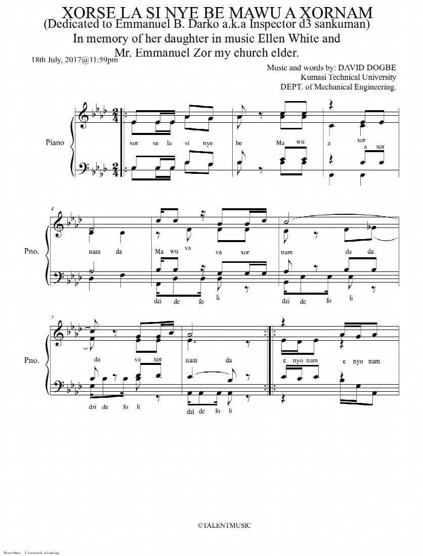 First-page preview of Xorse la si nye be Mawu a xornam