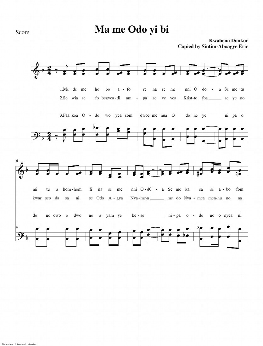First-page preview of Ma Me Odo Yi Bi