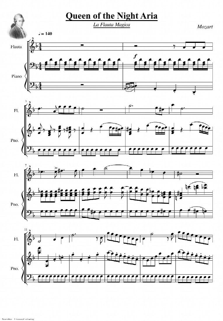First-page preview of Queen of the night Aria
