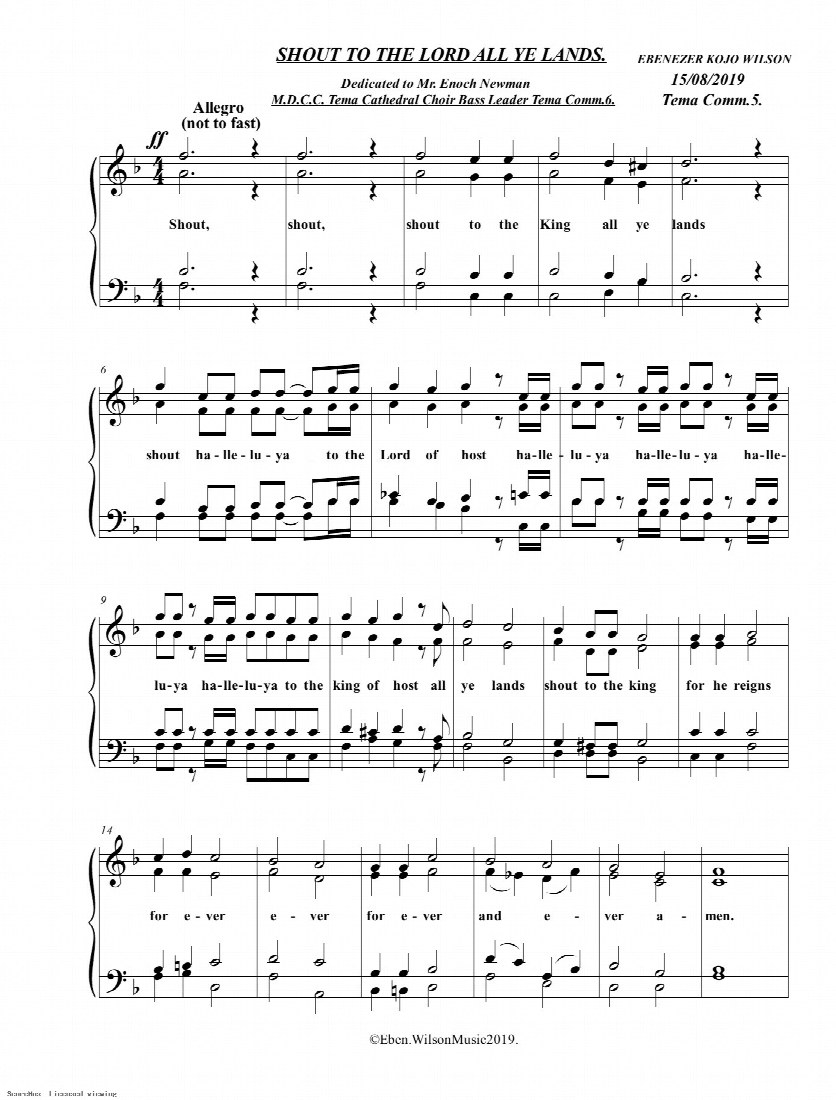 First-page preview of SHOUT TO THE LORD ALL YE LANDS