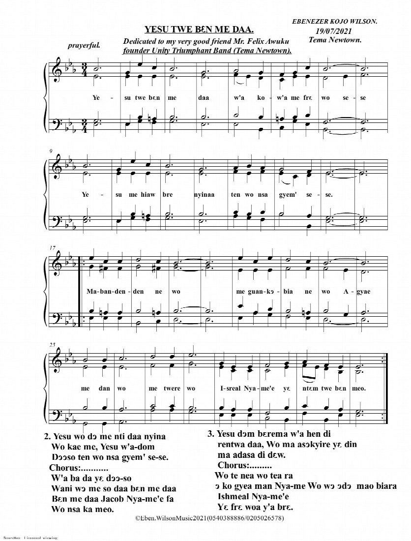 First-page preview of YESU TWE BEN ME DAA
