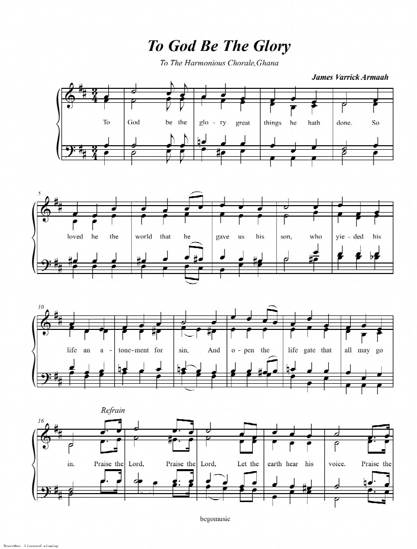 First-page preview of To God Be the Glory