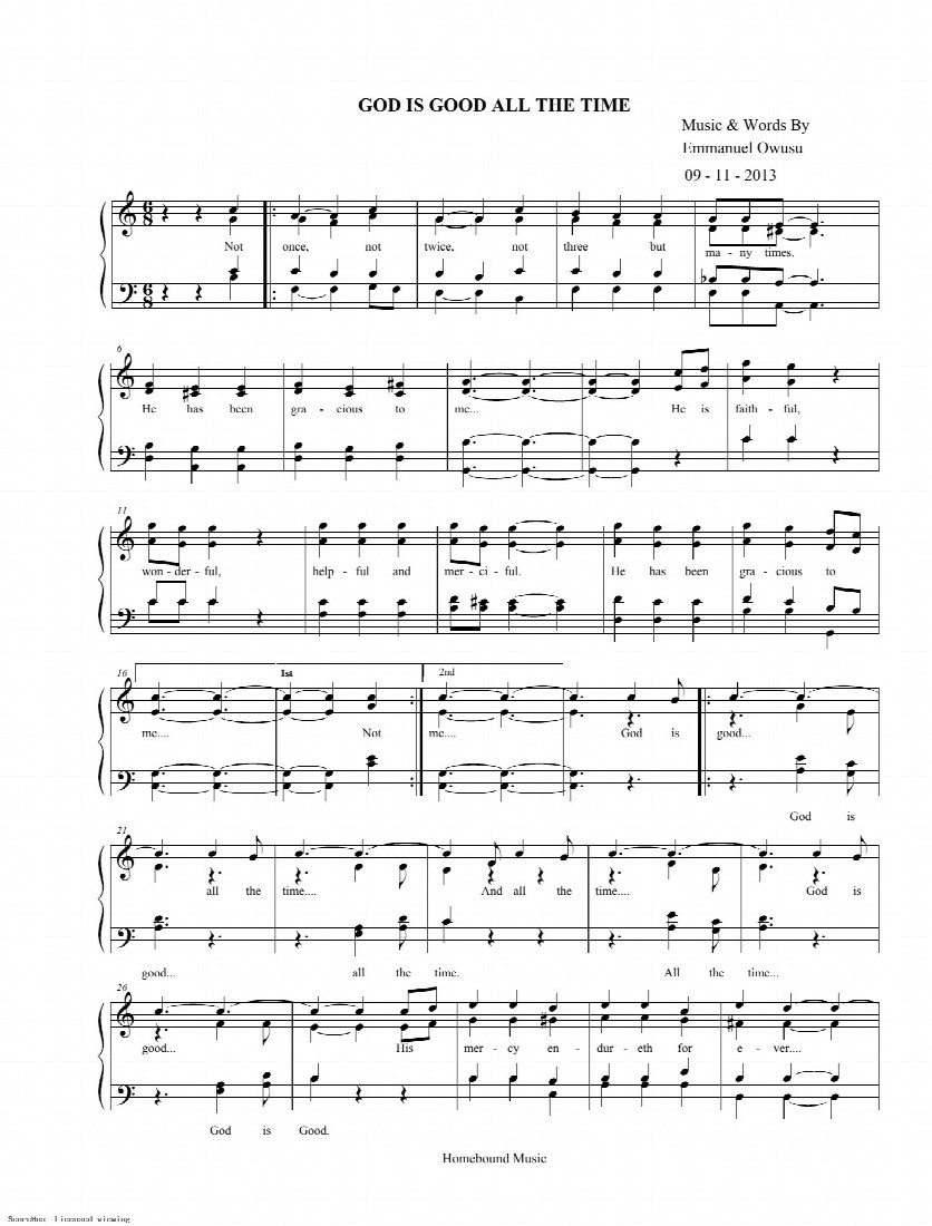 First-page preview of God is good all the time