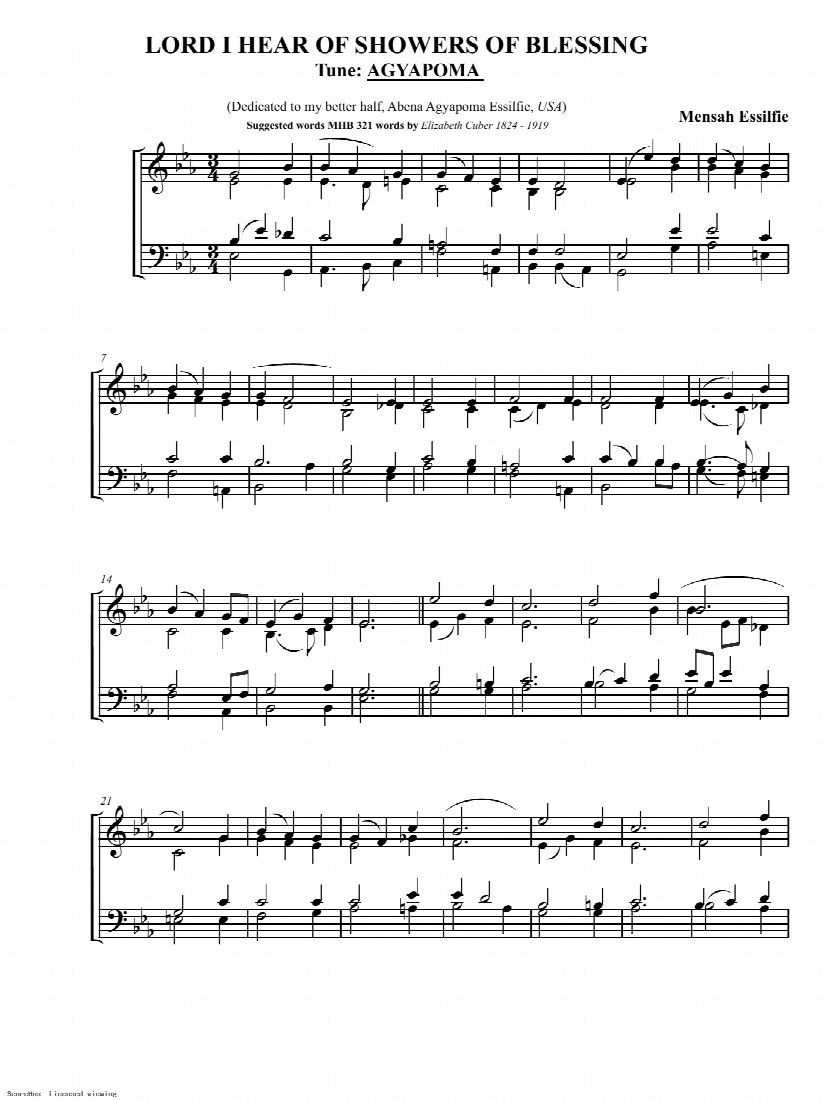 First-page preview of Lord I Hear The Showers of Blessings