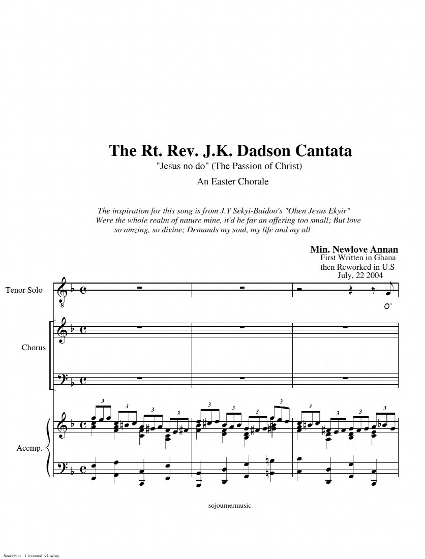 First-page preview of The Rt. Rev. J. K. Dadson Cantata