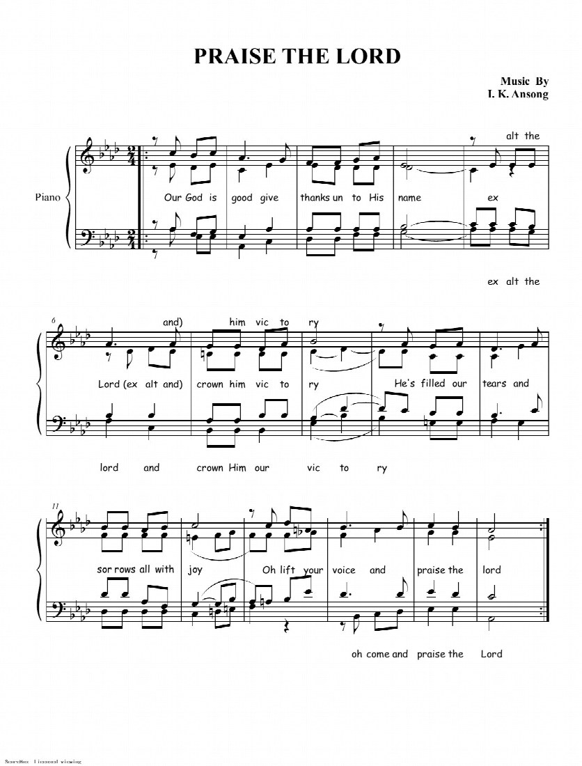 First-page preview of PRAISE THE LORD