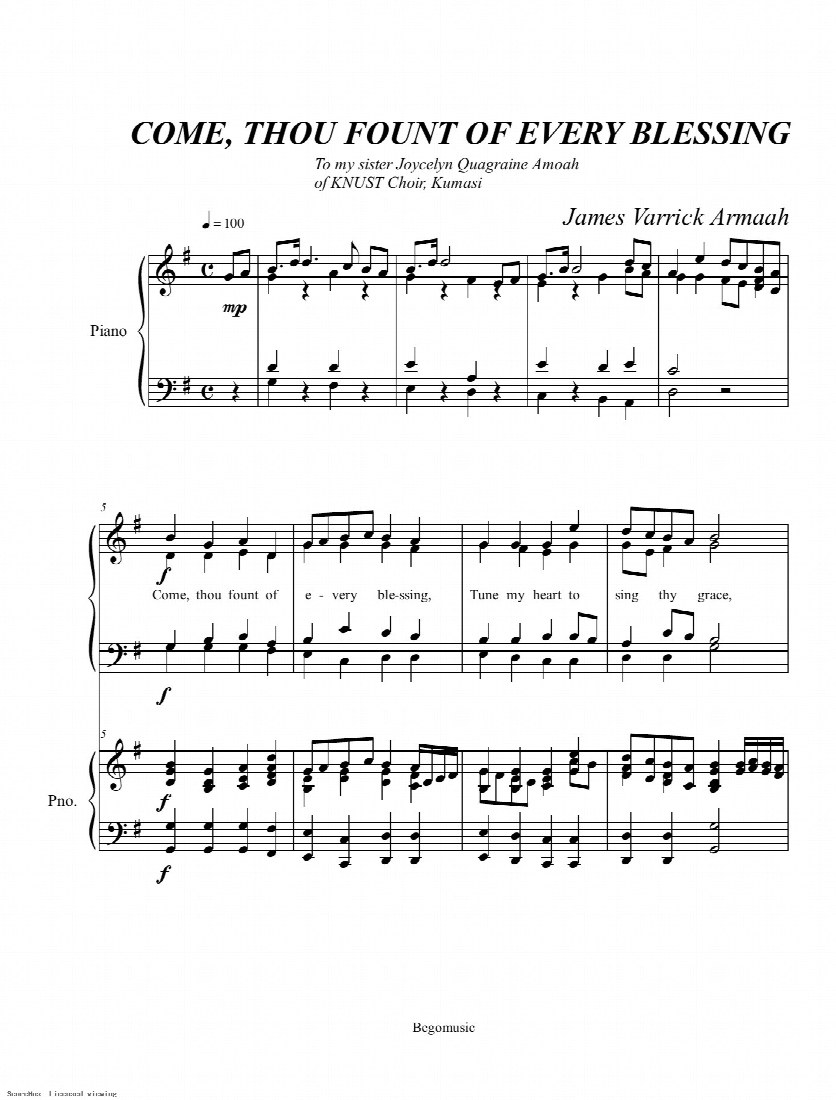 First-page preview of Come Thou Fount of Every Blessing