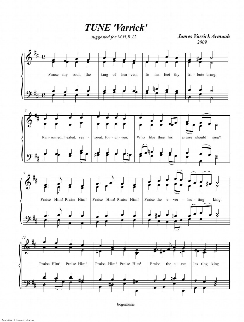 First-page preview of TUNE VARRICK - MHB 12 - PRAISE MY SOUL