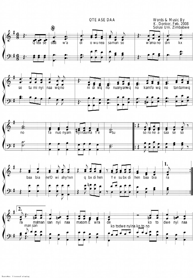 First-page preview of Ote Ase Daa