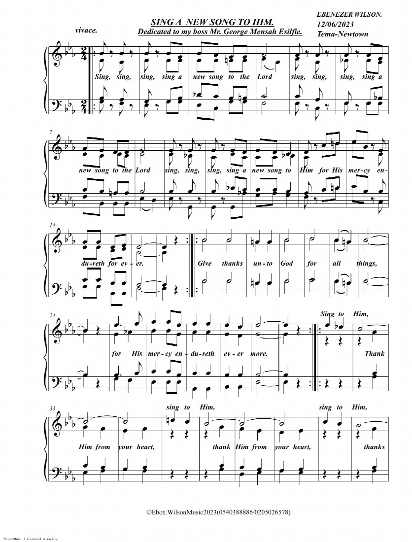 First-page preview of SING A NEW SONG TO HIM
