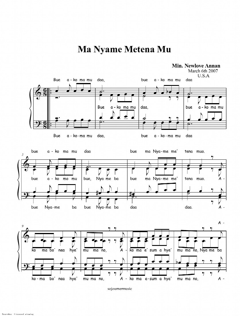 First-page preview of MA NYAME METENA MU