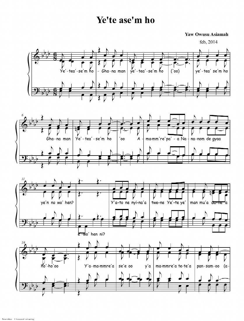 First-page preview of Ye'te ase'm ho