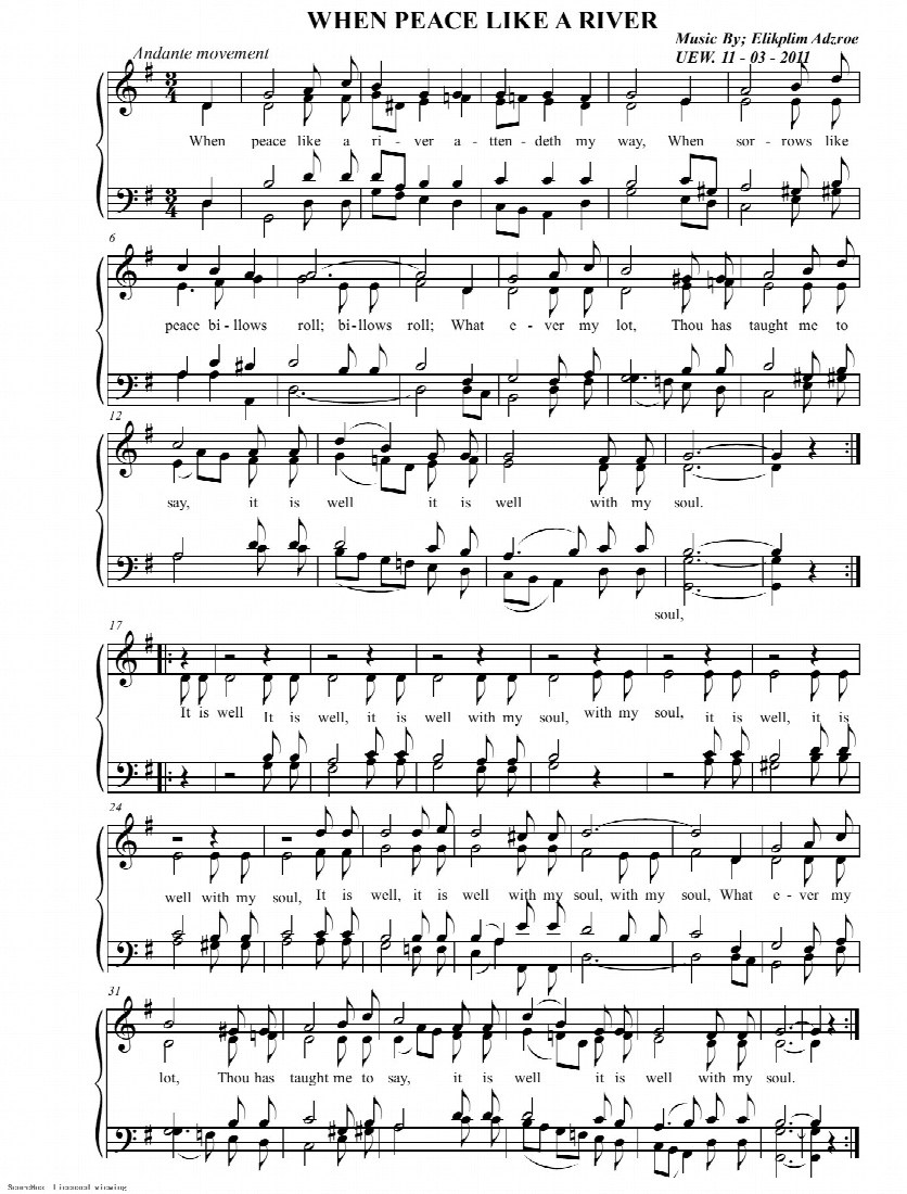 First-page preview of WHEN PEACE LIKE A RIVER