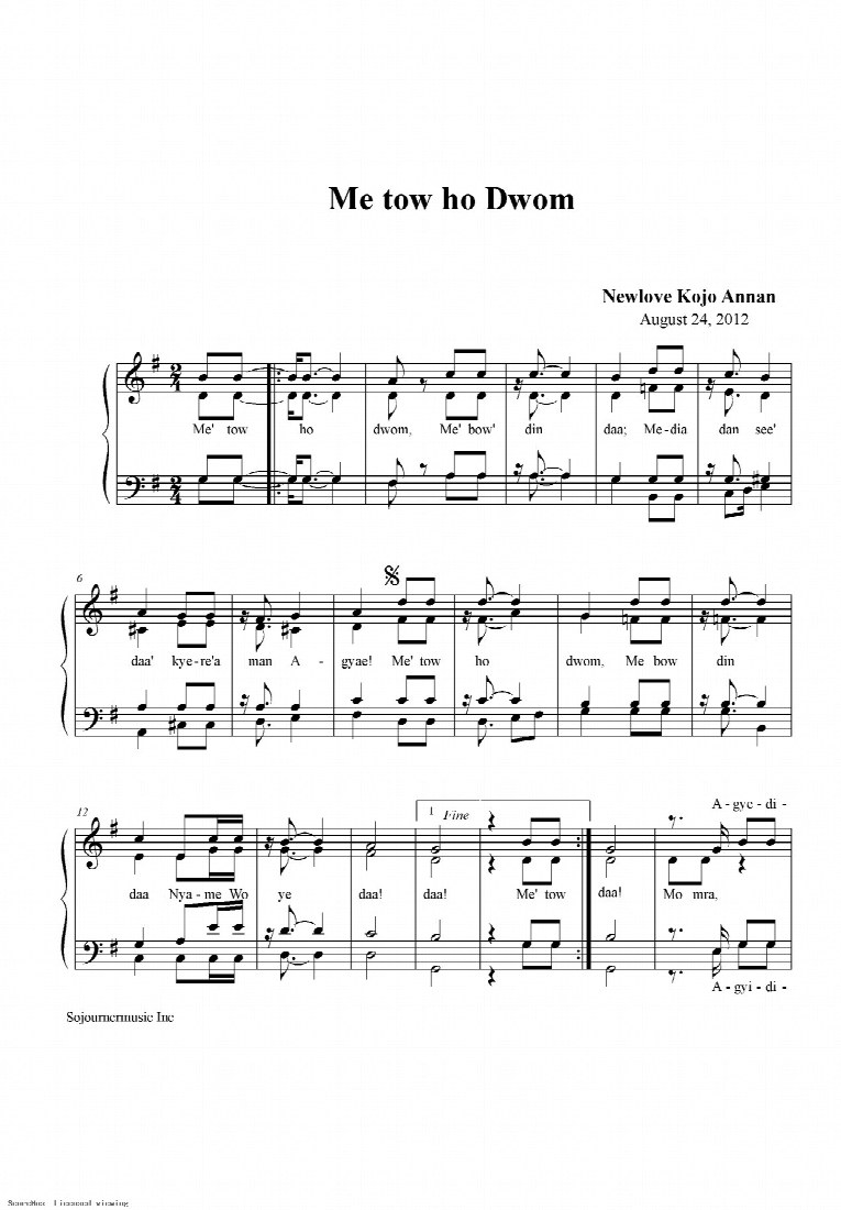 First-page preview of Me tow ho Dwom