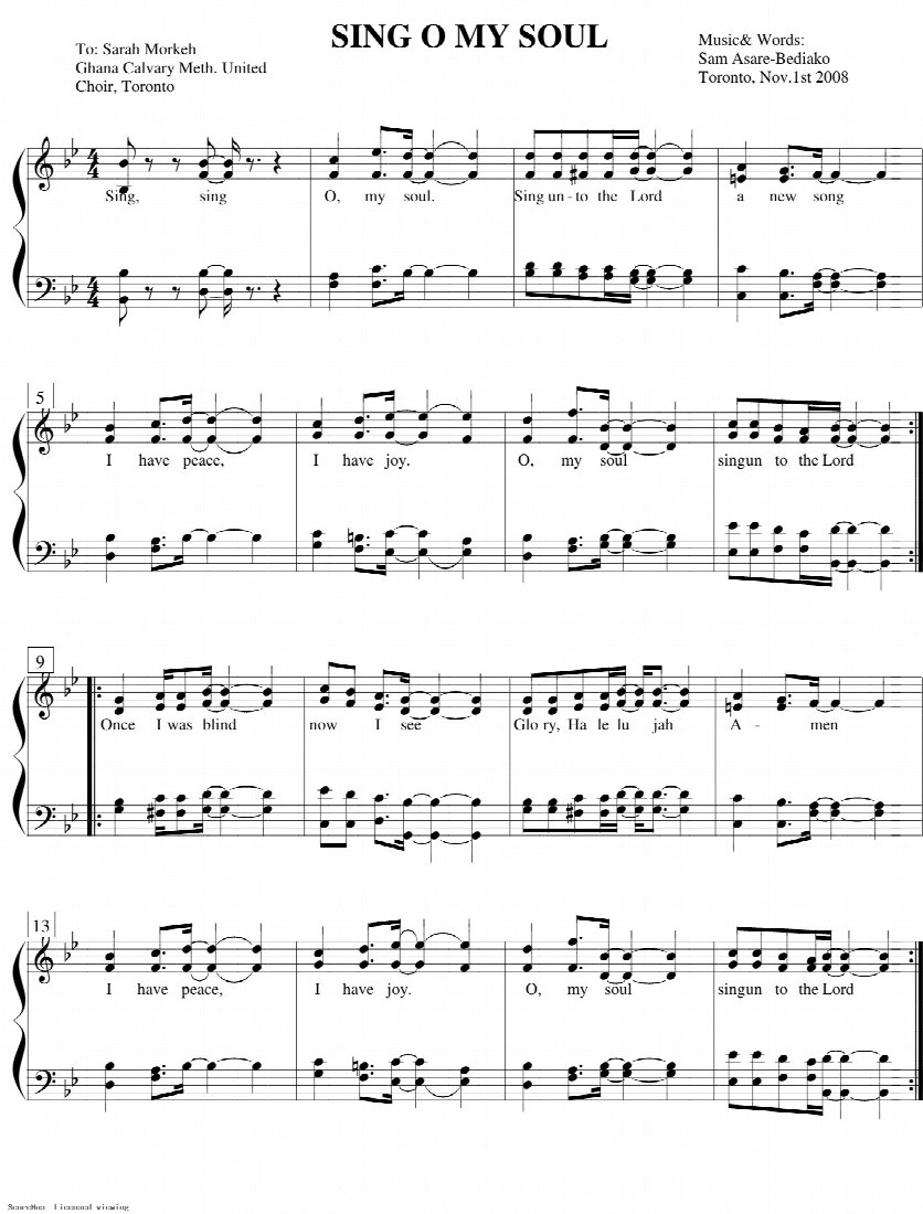 First-page preview of SING O MY SOUL