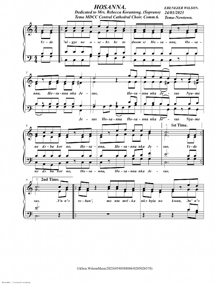 First-page preview of Hosanna