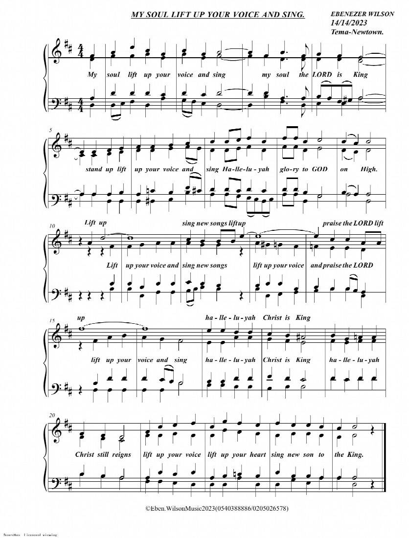 First-page preview of My soul Lift Up Your Voice And Sing