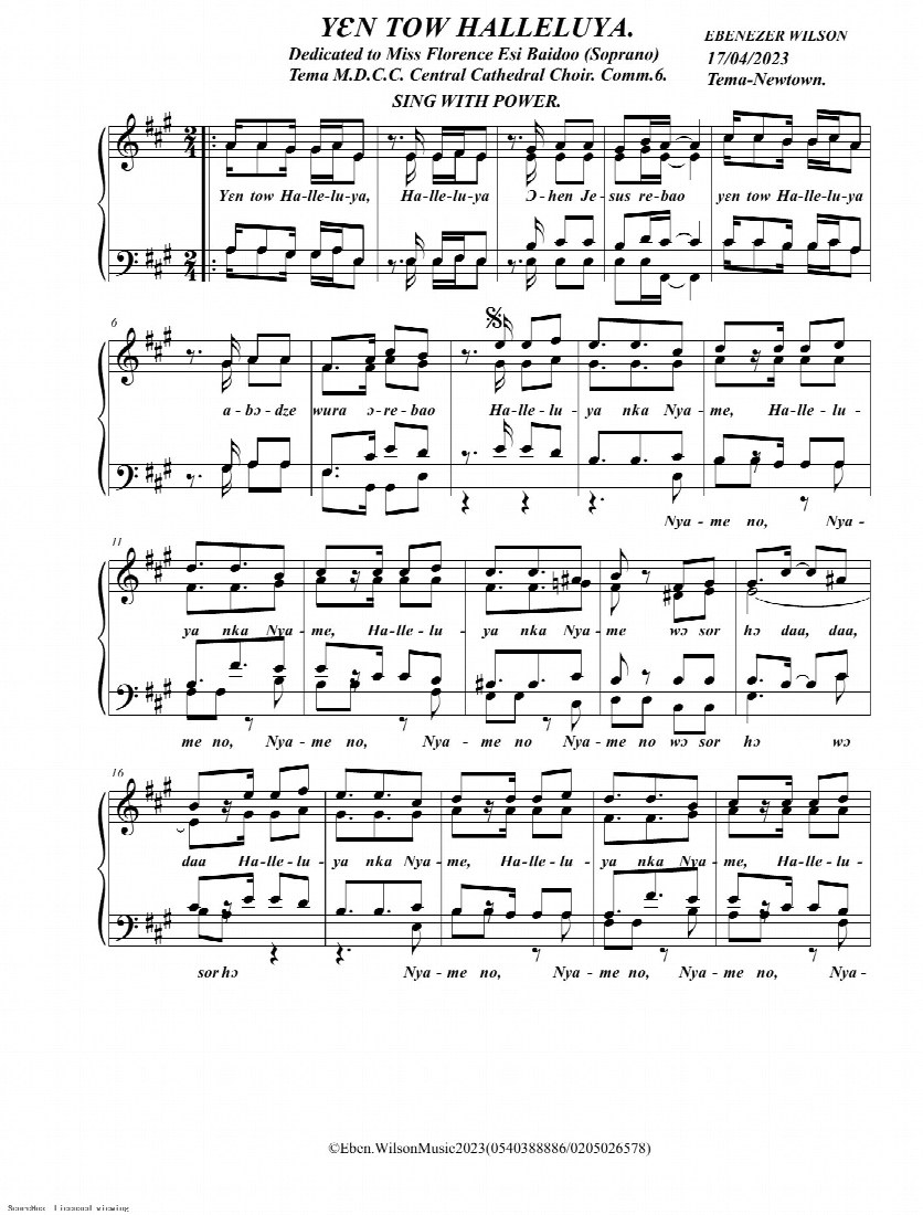 First-page preview of Yen Tow Hallelujah
