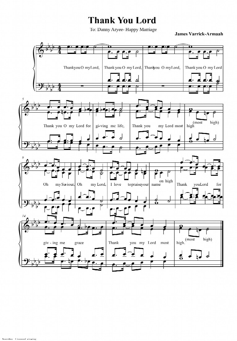 First-page preview of Thank You Lord