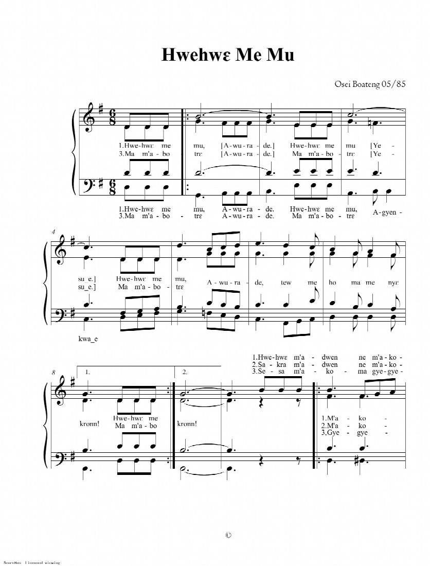 First-page preview of Hwehwe me mu