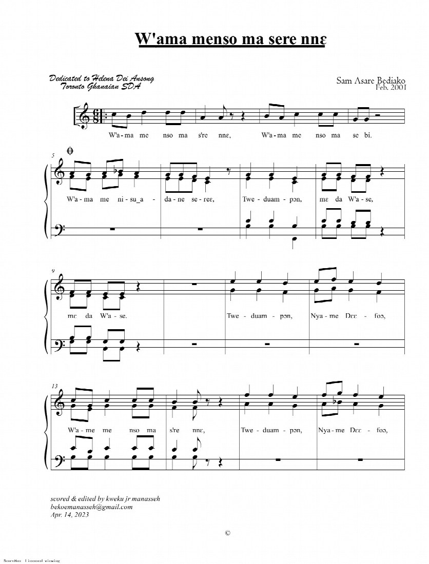 First-page preview of W’ama Menso ma sere nne