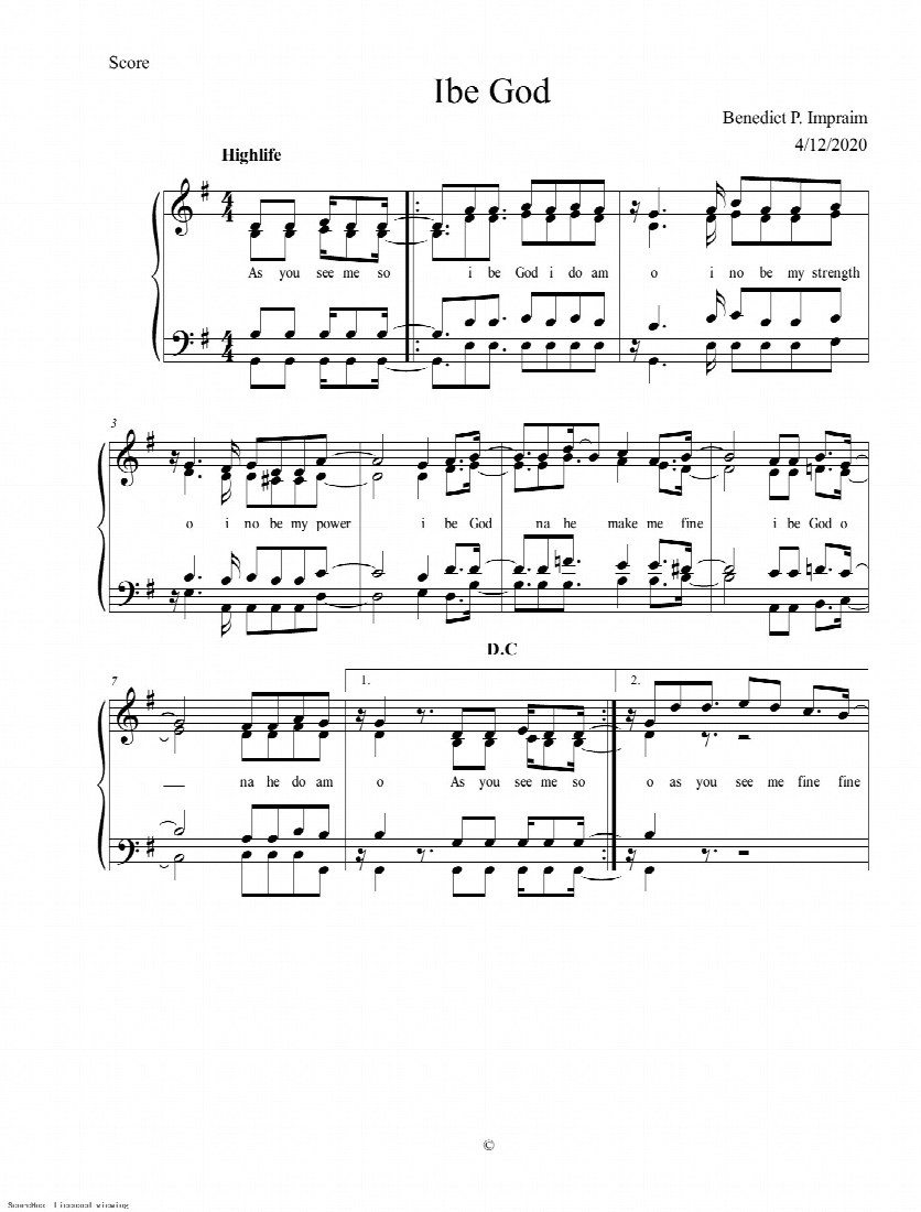 First-page preview of Ibe God