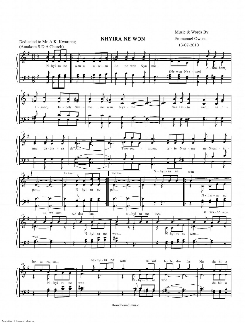 First-page preview of Nhyira Ne Won