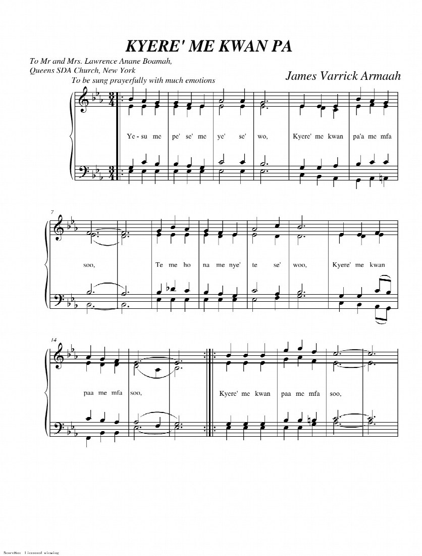 First-page preview of Kyere me Kwan pa