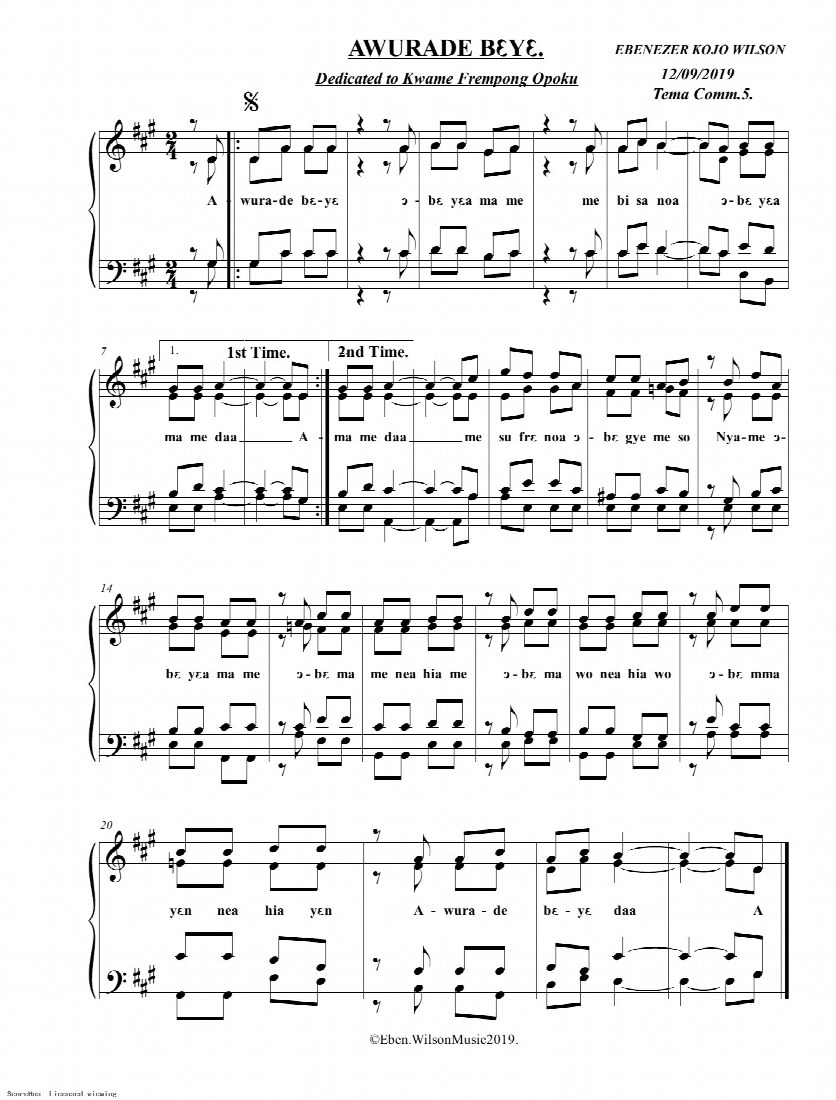 First-page preview of Awurade Be Ye