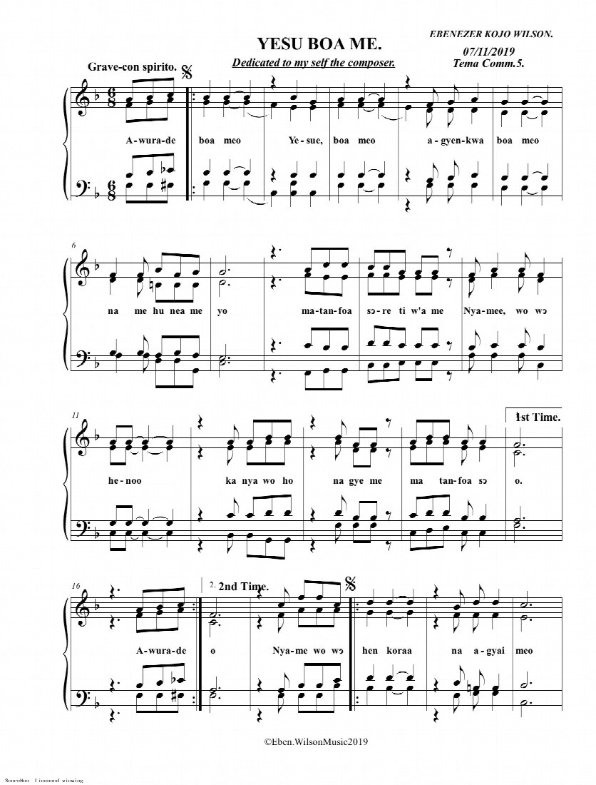First-page preview of Yesu Boa Me